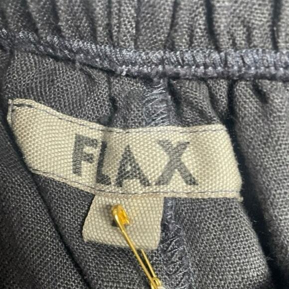 NWT Flax Women’s Flat Front Wide Leg Charcoal Gray Linen Pants Large Lagenlook - Picture 2 of 4